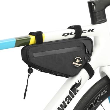 Imagem de Rhinowalk Bolsa para quadro de bicicleta, impermeável, com porta de cabo, bolsa de bicicleta leve de 1L para bicicleta de estrada, MTB, cascalho, acessório de ciclismo compacto com alça de bomba
