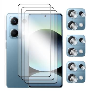 Imagem de Para Redmi Note 14S, filme protetor de lente 6in1 de vidro temperado 2.5D full cover