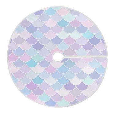 Imagem de Blueangle Saia de árvore de Natal de sereia Kawaii de 120 cm - poliéster macio e resistente a rugas, decoração de férias para festas de Natal, árvore festiva e decoração de casa (971)