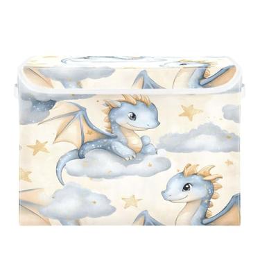 Imagem de SEHANY Cestas de armazenamento engraçadas de dinossauro com tampas, organizador de caixa de armazenamento dobrável, caixas de armazenamento de armário de tecido para roupas cobertor de escritório