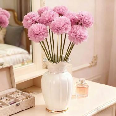 Imagem de 1 buquê de flores artificiais de hortênsia com hastes de flores de seda DIY decoração de mesa de jantar de casamento em casa, 29 cm (rosa)