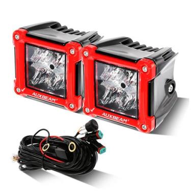 Imagem de LED Pods Auxbeam Serie FA Haz Flood de 3 Pulgadas 40W Carcasa Roja