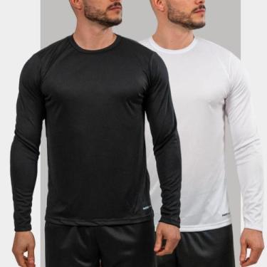 Imagem de Kit 2 Camisetas com Proteção Solar Uv 50+ Camisa Termica Manga Longa M