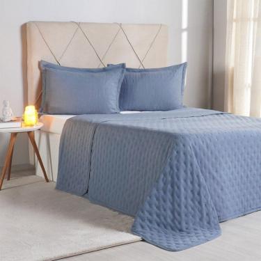 Imagem de Kit Colcha Queen Miraggio New Soft 100% Poliéster 240x260cm Azul Cobalt