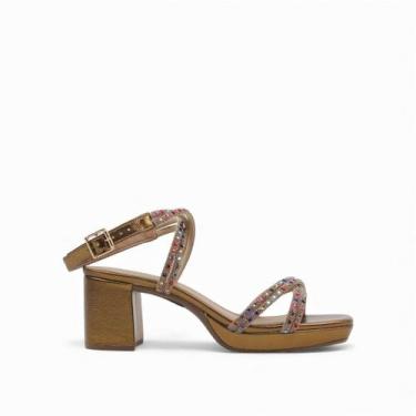 Imagem de Sandália Salto Bloco Brilho - DI VALENTINI, Bronze, 36