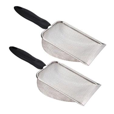 Imagem de Pa Higienica Cata Fezes Coco Kit 2 Uni Gato Cachorro Animais Estimaçao Aço Inox Limpeza Caixa De Areia Higienizaçao