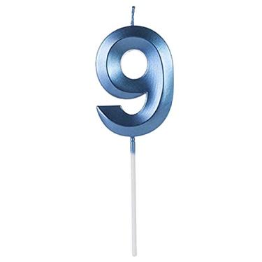 Imagem de VELA DESIGN AZUL PEROLIZADA NUMERO 9