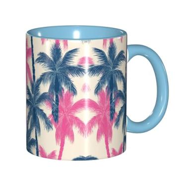 Imagem de Zeraoke Canecas de café criativas com estampa de palmeira, personalizado, presente para família, tamanho de 325 ml, unissex