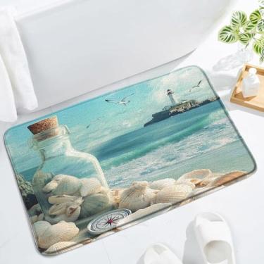 Imagem de Tapete de banho de praia, oceano, farol, havaiano, litoral, náutico, litoral, paisagem, conchas, tapete de banheiro