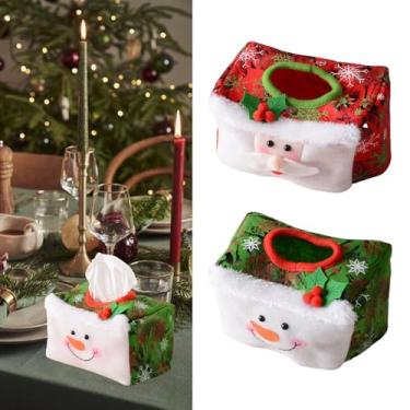Imagem de Capa retangular de Natal para caixa de lenços de papai noel, boneco de neve, capa de tecido, caixa de papel, suporte de toalha, recipiente de guardanapo para festas de fim de ano