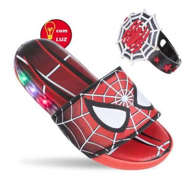 Imagem de Chinelo de Menino com Luzinha de Led Pisca Infantil Masculino Vermelho