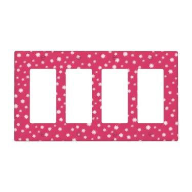 Imagem de Placa de parede com estampa de floco de neve branco, capa decorativa para interruptores de luz, tamanho padrão, painel de interruptor quádruplo para placas de luz, capas de interruptores para