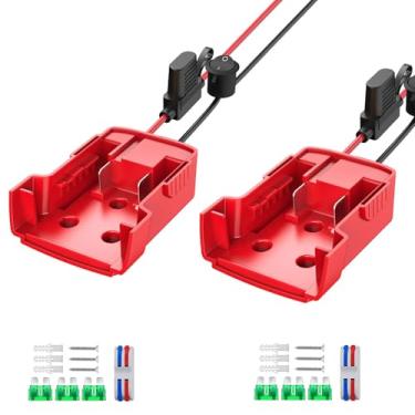Imagem de Quanmin Adaptador de bateria Milwaukee M18 para rodas elétricas - pacote com 2 com fusível 30A e fios 12AWG, conversor de alta corrente para carros RC, brinquedos, robótica (M18 18V)