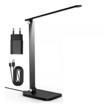 Imagem de Luminária Abajur de Mesa LED Dobrável com Timer e Controle de Brilho Três temperaturas de cor Estudantes e Escritório(preto)