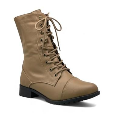 Imagem de ABSOLEX Botas de combate femininas de salto baixo com cadarço e bico redondo, Cinzento-acastan, 35