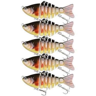 Imagem de Kit 5 Iscas Artificiais 6 Sessões Lambari Articulada Efeito Realista-Unissex