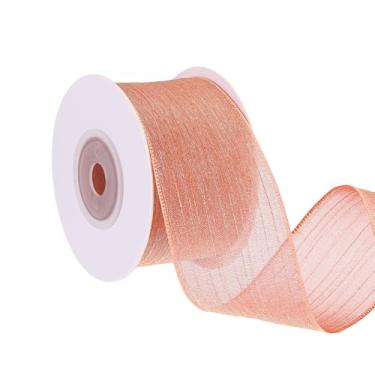 Imagem de PATIKIL Fita metálica de 4 cm, fita transparente com fio de Natal, rolo ondulado metálico para laços, grinaldas, festas, decoração de casa, artesanato, árvore de Natal, 10 jardas (laranja)