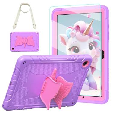 Imagem de TOMORRY Capa infantil para Samsung Galaxy Tab A11 / A9 Plus 11 polegadas 2025/2023 com protetor de tela, suporte giratório de 360° e alça de ombro, suporte para lápis/capa protetora para Tab A11 Plus