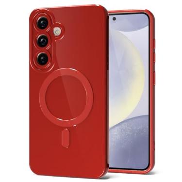 Imagem de Svanove Capa para celular Samsung Galaxy S24 Plus/S25 Plus silicone magnético, compatível com Magsafe capa fofa para mulheres, geleia brilhante feminina fina de plástico rígido Mag Safe e capa para