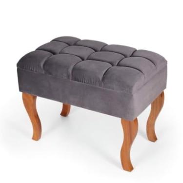 Imagem de Puff Inglês Retangular com Pés de Madeira 4003 - Preebel Cinza Escuro
