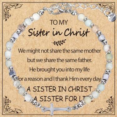 Imagem de Wxiben Pulseira de presente para nora, sobrinha, neta, bônus, filha, melhor amiga, trabalho, aniversário, dia das mães, presente de formatura para mulheres e meninas, pulseira de contas naturais para