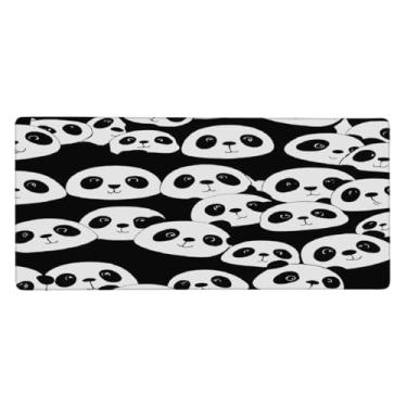 Imagem de Tapete de rato grande e fofo de panda de desenho animado à prova d'água com protetor de mesa estendido para computador, base de borracha antiderrapante para escritório, computador, teclado, laptop e