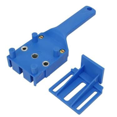 Imagem de Perfurador de madeira portátil de plástico para marcenaria, gabarito de cavilhagem rápida azul para marcenaria, serve para brocas de 6 8 10 mm