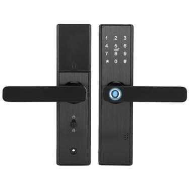 Imagem de Generic Fechadura de Segurança por Impressão Digital Inteligente Com WiFi para, Fechadura de Porta Com Impressão Digital Com Tela Sensível Ao Toque para Escritório Doméstico, Liga de Zinco, Preta