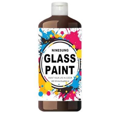 Imagem de ninesung Tinta de vidro marrom, 963 g Jumbo Bulk (1 litro) Tintas de vitral a granel, esmalte e materiais de pintura de cerâmica para janelas de garrafas de vinho (marrom, 34 Fl Oz)