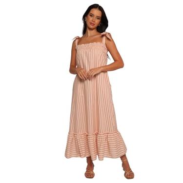 Imagem de Petal & Pup Vestido feminino Irina Maxi listrado rosa, Listra rosa, GG
