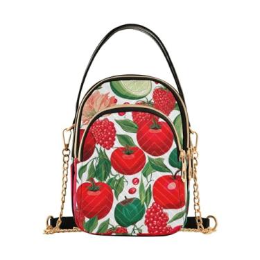 Imagem de Bolsas transversais femininas com estampa bege, bolsa de ombro, bolsas transversais elegantes para viagens, Fruta tropical vermelha - 3, One Size