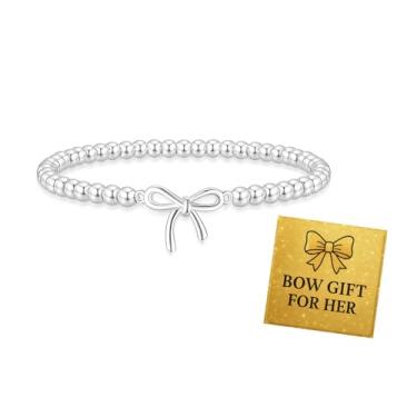 Imagem de Pulseira de laço, pulseira de nó e laço de fita, laços delicados, presente de Natal da amizade, Large, Aço inoxidável, Sem Pedra Preciosa