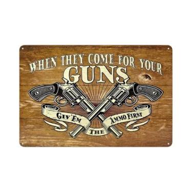 Imagem de Placa De Metal Vintage Com Estampa De Pistola, Placa De Arte Em Ferro 