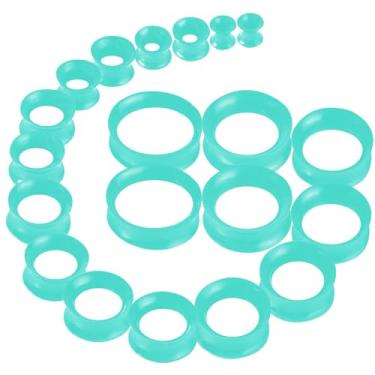Imagem de WINSENET 20 manômetros de orelha de silicone 2G-25 mm flexíveis para túneis de orelha expansores macios alargadores de orelha alargadores de orelha alargadores de orelha verde brincos piercings joias