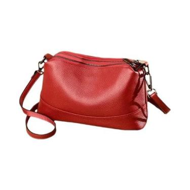 Imagem de Bolsa Transversal Feminina De Couro Genuíno Elegante, Moderna, Espaços