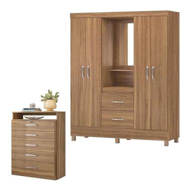 Imagem de Cômoda Triunfo e Guarda Roupa Casal Lord Amêndola Touch - Demóbile