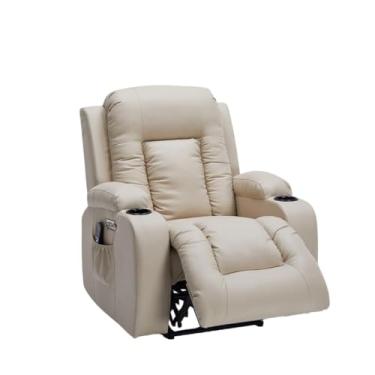 Imagem de Poltrona Reclinável Austin com Massagem Aquecimento USB USBc Massageador de Pés PU Bege G94 - Gran Belo