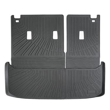 Imagem de Yakitoko Tapete de forro de porta-malas de carro 3D TPE para Nissan Pathfinder 7/8 Seat 2022-2026 com tapete de encosto, ajuste personalizado, proteção de piso impermeável para todos os climas