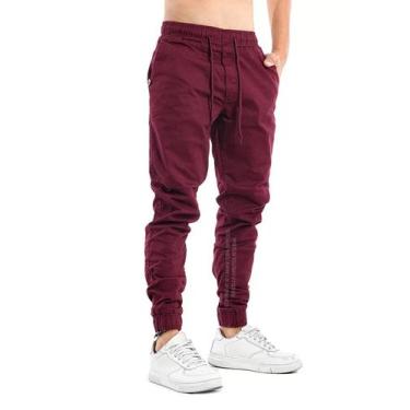 Imagem de Calça Jogger Masculina com Elástico e Punho - Mitchelgutto, Vinho, G