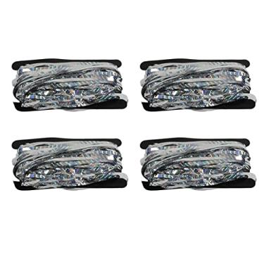 Imagem de Cortinas de pano de fundo de ouropel folha de metal holográfica decorativa reutilizável cortina de franja para fotografia decorações de festa de casamento 1x2m 4 peças (Prata)