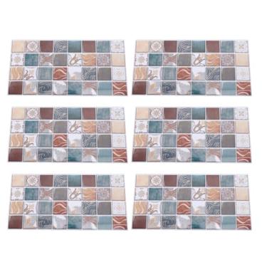 Imagem de Papel de parede backsplash de cozinha de 6 peças, 5,9 x 11,8 pol. Pvc autoadesivo à prova d'água resistente a óleo, papel de parede backsplash estilo retrô faça você mesmo, (FG62)