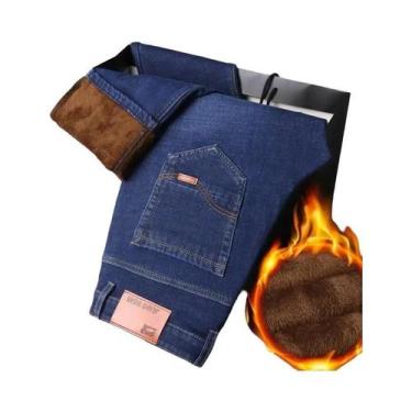 Imagem de Calças Jeans Masculinas De Inverno Em Veludo Cinza 2025, Casual De Neg