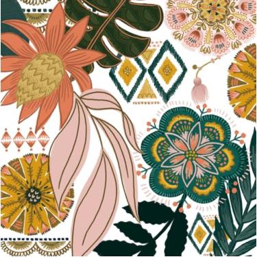 Imagem de Tyrot Tapete de cozinha botânico floral boho chique, 6 x 1,8 m