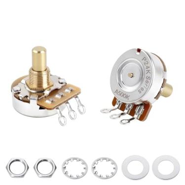 Imagem de Banworks Latão A500K Imperial 9,5 mm Rosca Tamanho Completo Potenciômetro Sólido Eixo Curto (15,9 mm Comprimento) Áudio Taper Guitarra Elétrica Potenciômetro para Gibson Les Paul/SG Fender Strat/Tele