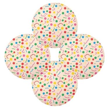 Imagem de Wassud Jogo americano conjunto de 4 tapetes de mesa redondos coloridos de bolinhas para cozinha e jantar tapetes laváveis resistentes ao calor para decoração de mesa 39 cm