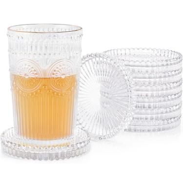 Imagem de Castiçais de vidro, conjunto de 8 placas de pilar de cristal para copos modernos para bebidas, peça central, decoração de casa, cozinha, sala de estar, pátio, casamento, Halloween, Natal, festa