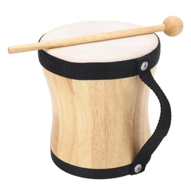 Imagem de KIMISS Kit de Bateria Manual Com Tampo de Pele de Carneiro - Instrumento Profissional de Percussão de Madeira, Ideal para Apresentações, Festas e Festivais de Música - Inclui Bastão e Alça de (Preto)