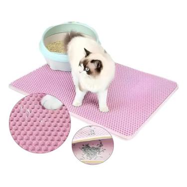 Imagem de Tapete Higiênico para Caixa de Areia de Gato 40x50cm Rosa | Anti Sujeira e Anti Areia | Retém Grãos | Fácil de Limpar | Confortável e Antiderrapante