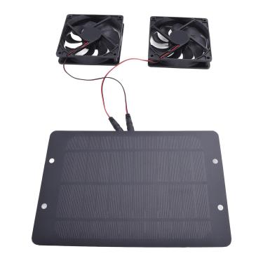 Imagem de Jiawu Kit de Ventilador Solar Duplo de Silício Monocristalino 12V 10W Ventilador Movido a Energia Solar de Fácil Instalação para Reboques, Camping