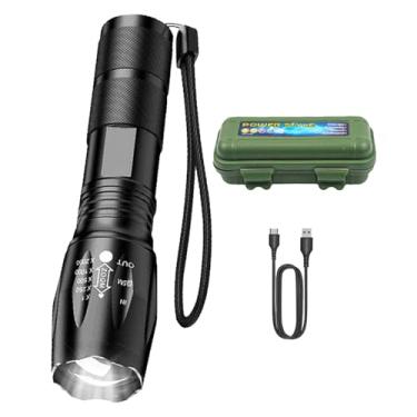 Imagem de Lanterna recarregável pequena, Lanterna LED recarregável | Tochas ao ar livre acendem pequenas lanternas | Lanterna externa à prova d'água, luz de pesca de lúmens altos para caminhadas em acampamento